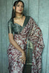 Vasthrlay Maroon Abstract Floral Polyester Saree With Zari Border And Ruched Unstitched Blouse Piece