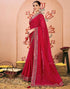 Vasthrlay Bandhani Embroidery Red Saree With Unstitched Blouse Piece