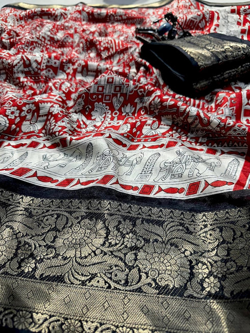 Vasthrlay Kalamkari Digital Piece Navy