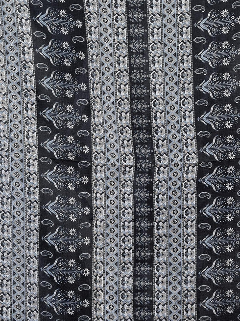 Vasthrlay Bandhani Printed White | Black Saree With Unstitched Blouse Piece