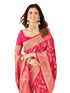 Vasthrlay Cotton Banarasi Silk Pink Saree For Women With Unstitched Blouse Piece
