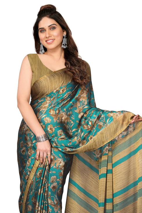 Vasthrlay Fashion Chiffon Printed Navy Ethnic Wear