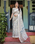 Vasthrlay Handwoven Printed Tasselled Saree