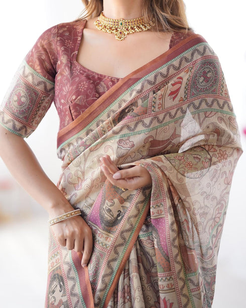 Vasthrlay Handloom Geometric Tassels Saree