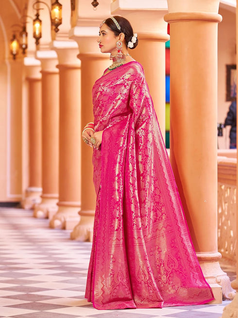 Vasthrlay Women's Kanjivaram Designer Unstitched Saree