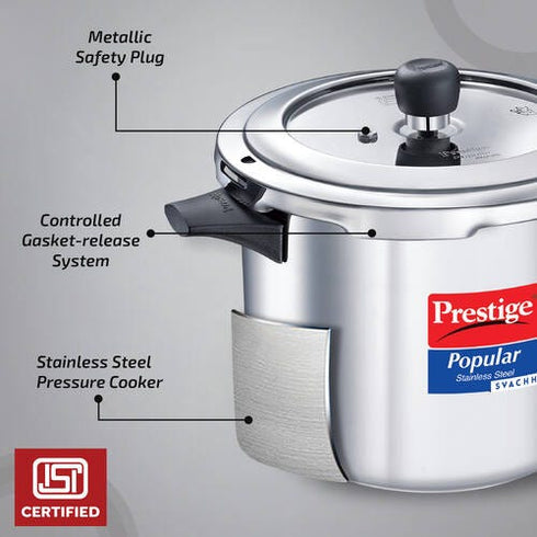 Prestige Popular Svachh Stainless Steel Pressure Cooker 5 L Combo