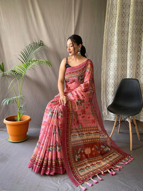 Vasthrlay Cotton Kalamkari Printed Ethnic Wear