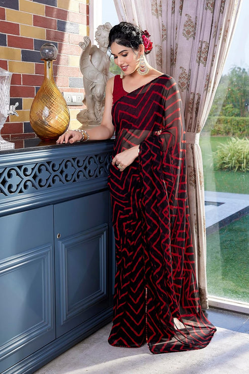 Vasthrlay Fashion Georgette Stripes Printed Ethnic Wear