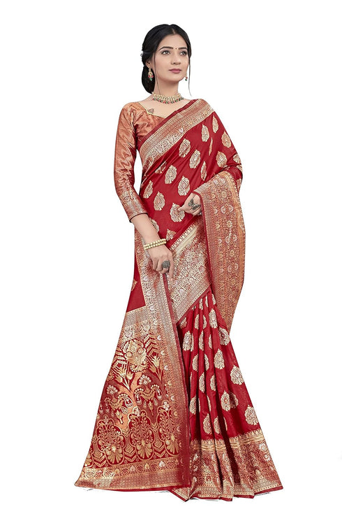 Vasthrlay Banarasi Blouse Bridal Red Ethnic Wear