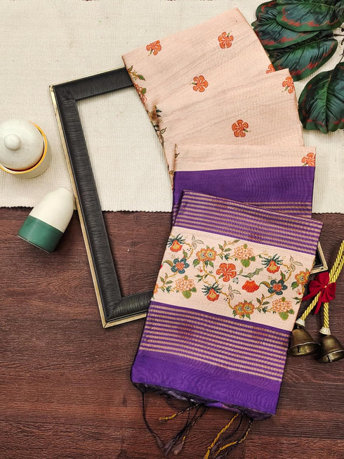 Vasthrlay Tussar Saree Designer Weaving Contrast