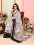 Vasthrlay White Sequins Unstitched Saree