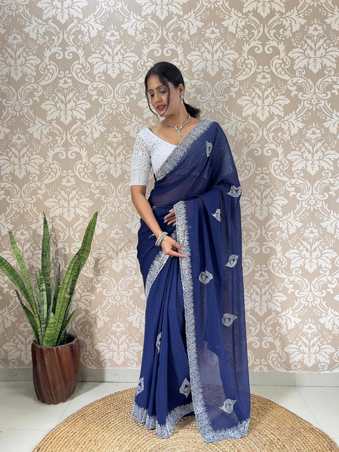 Vasthrlay Georgette Embellishments Embroidered Traditional
