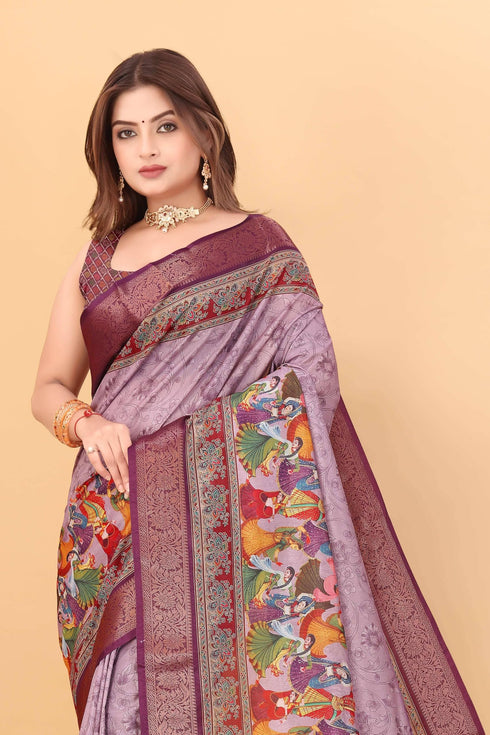 Vasthrlay Kanjivaram Traditional Unstitched Saree