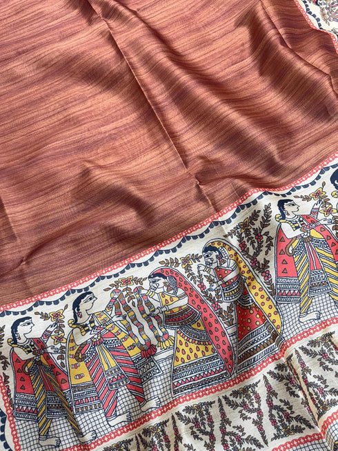 Vasthrlay Tussar Ghicha Traditional Kalamkari Madhubani
