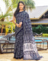 Vasthrlay Chanderi Bandhani Dark Blue Saree With Unstitched Blouse Piece