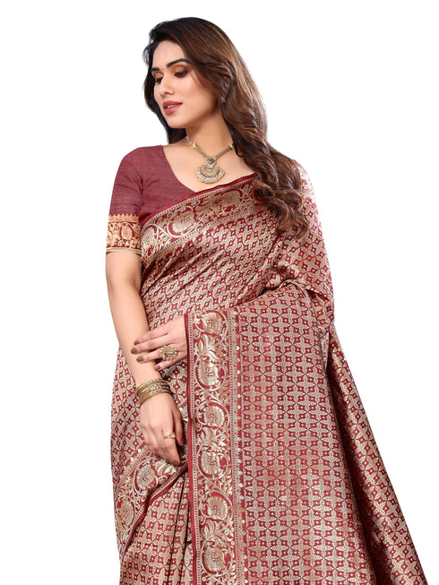 Vasthrlay Kanjivaram Unstitched Saree