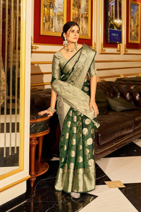 Vasthrlay Women's Organza Designer Unstitched Saree