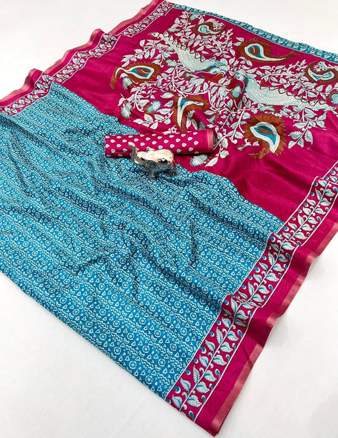 Vasthrlay Kalamkari Beautiful Navy Blue