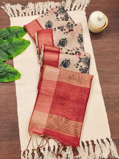 Vasthrlay Tussar Saree Designer Weaving Contrast