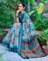 Vasthrlay Womens Blouse Blue Saree With Unstitched Blouse Piece