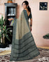 Vasthrlay Womens Printed Unstitched Dark Green Saree