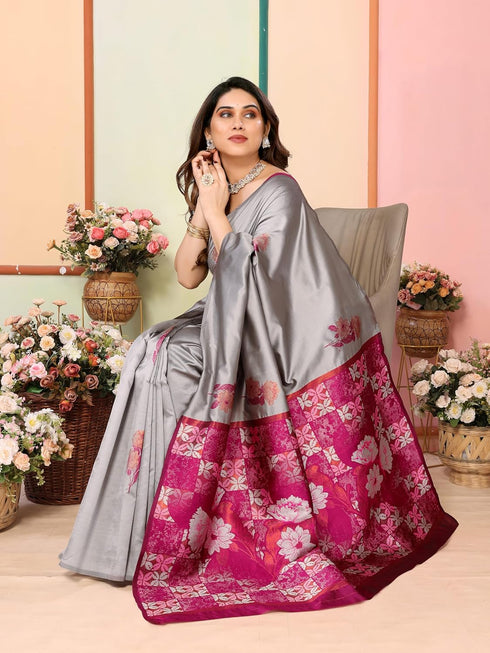 VasthrlayKanjivaram Banarasi Unstitched Mustard Free Ethnic Wear