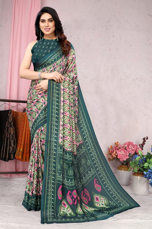 Vasthrlay Fashion Chiffon Dusty Turquoise Ethnic Wear
