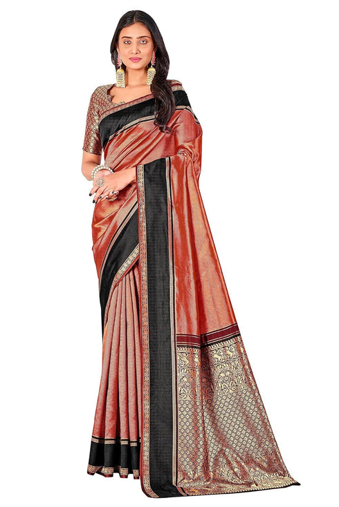 Vasthrlay Banarasi Brown Ethnic Wear