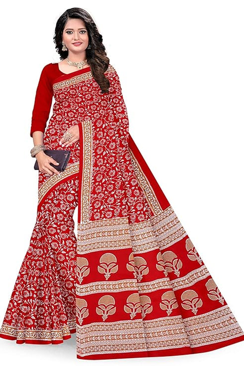 Pure Cottton Hand Print Beautiful And Elegant Look With Comfort Saree