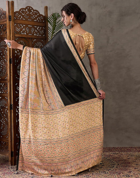 Vasthrlay Printed Tassels Unstitched Maroon Saree