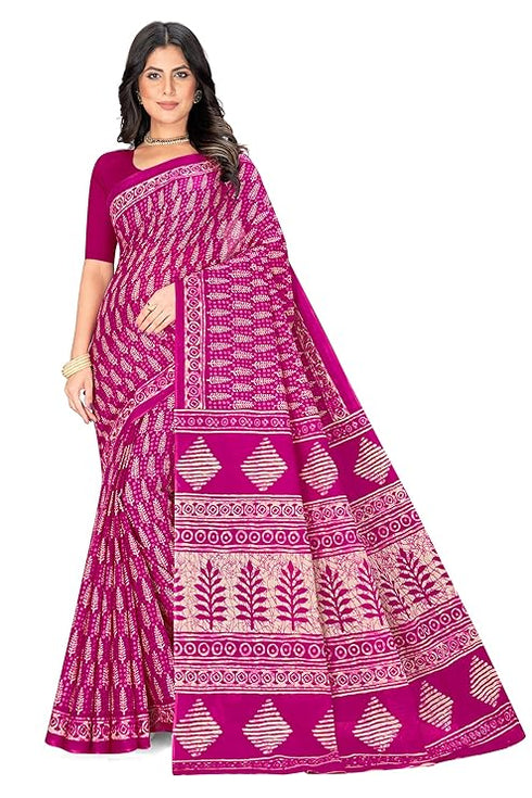 Tamaira Fashion Women'S Jaipuri Hand Block Printed Pure Cotton Mulmul Saree