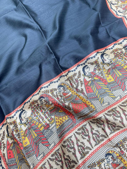 Vasthrlay Tussar Ghicha Traditional Kalamkari Madhubani