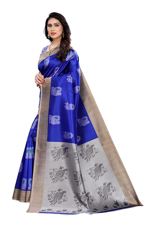 Vasthrlay Printed Kesar Blue Free Ethnic Wear