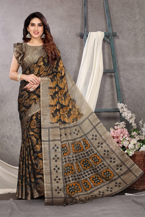Vasthrlay Fashion Chiffon Georgette Beige Ethnic Wear