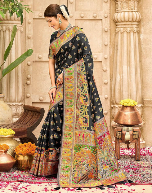 Vasthrlay Banarasi Jacquard Unstitched Grey Saree