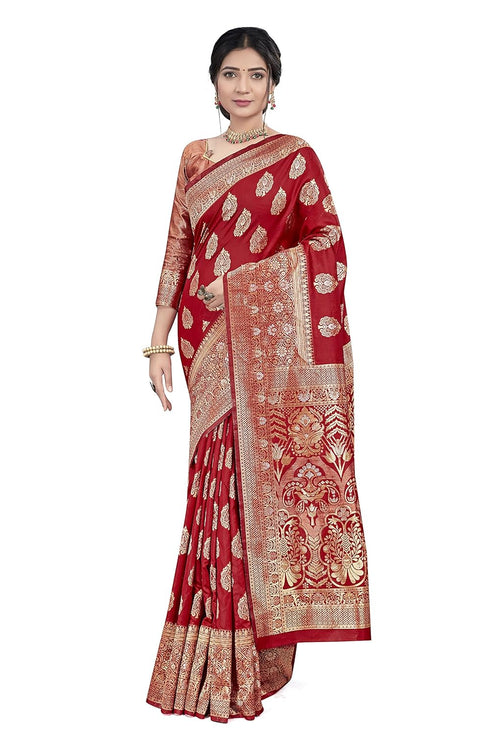Vasthrlay Banarasi Blouse Bridal Red Ethnic Wear