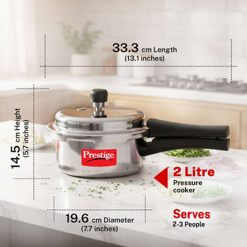 Prestige Popular Virgin Aluminium Pressure Cooker 2 L Silver