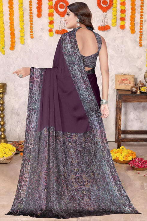 Vasthrlay Fashion Chiffon Abstrect Printed Ethnic Wear