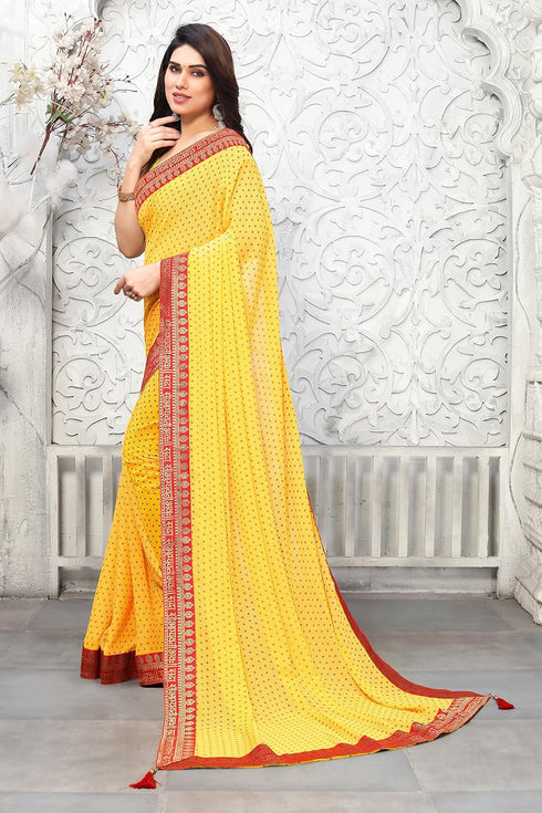Vasthrlay Fashion Georgette Bandhej Red Ethnic Wear