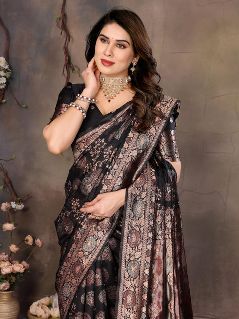 Vasthrlay Black Silk Saree