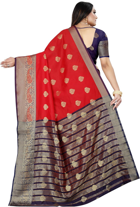 Vasthrlay Banarasi Purple Pink Ethnic Wear