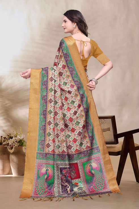 Vasthrlay Kanjivaram Unstitched Saree