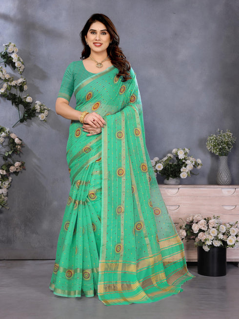 Vasthrlay Orange Unstitched Saree