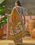 Vasthrlay Womens Printed Unstitched Maroon Saree