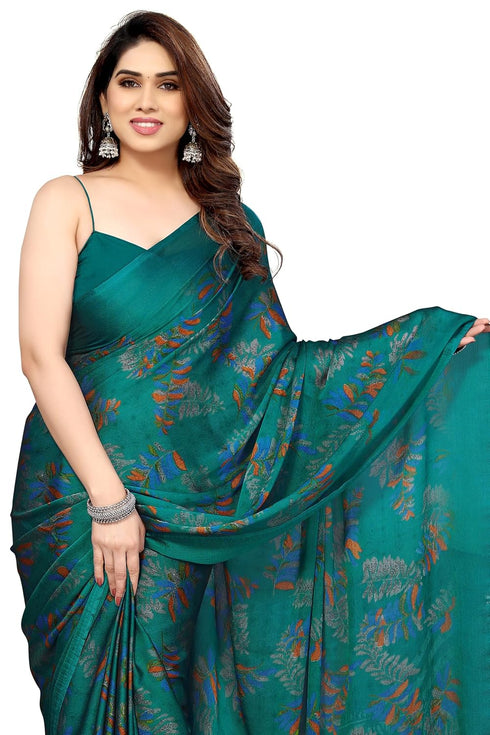 Vasthrlay Fashion Chiffon Turquoise Ethnic Wear