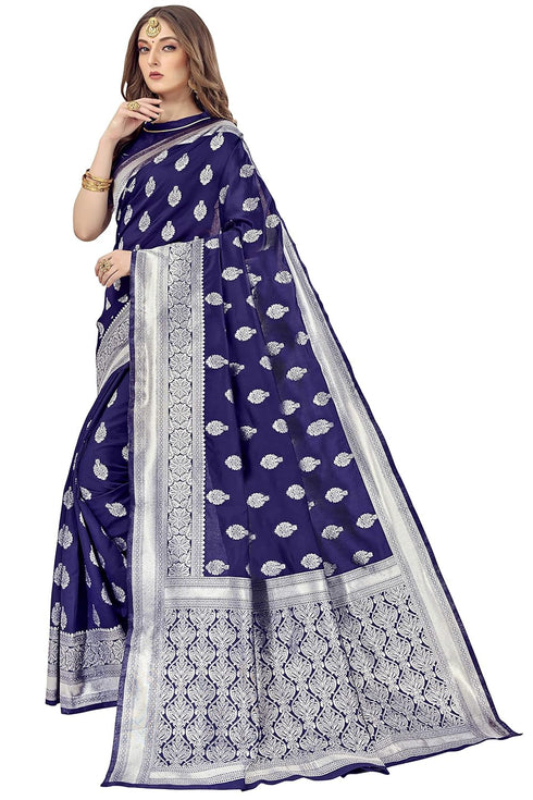 Vasthrlay Banarasi Gs Bridal Navy Ethnic Wear