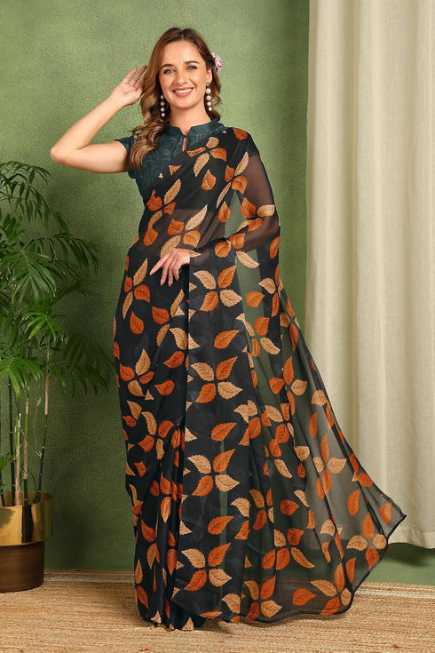 Vasthrlay Fashion Chiffon Printed Red Ethnic Wear