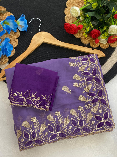 Vasthrlay Pink Embroidery Saree