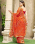 Vasthrlay Chiffon Bandhani Unstitched Green Saree