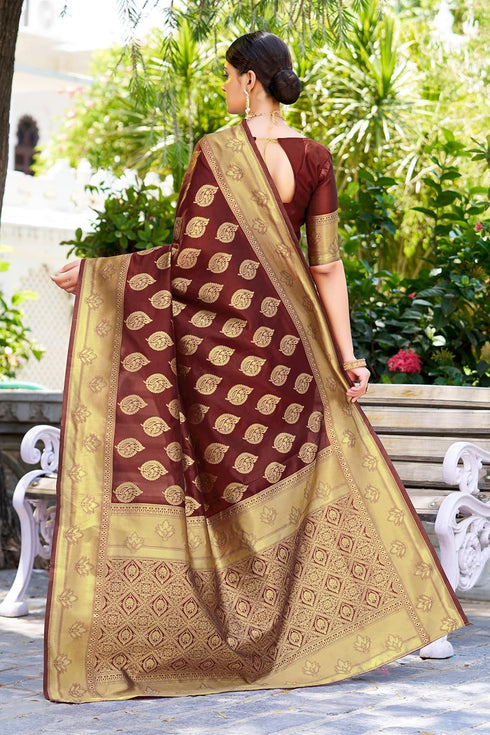 Vasthrlay Banarasi Wine Ethnic Wear